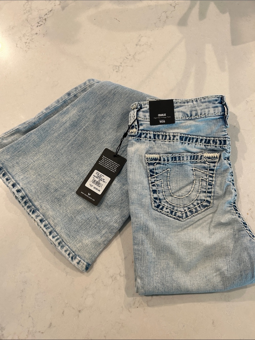 True Religion Light Blue Charlie Mid-Rise Bootcut Jeans
